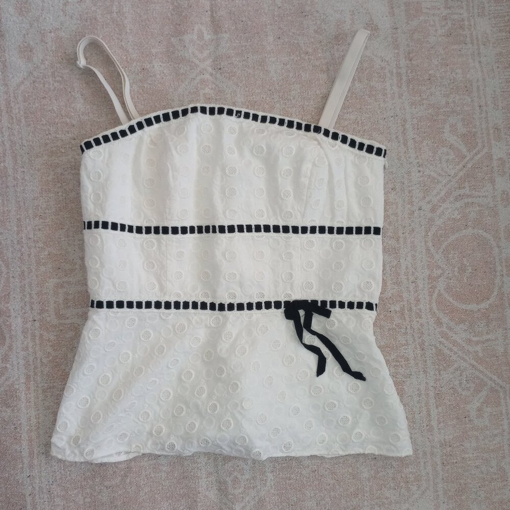 STUNNING Vintage Ann Taylor White Cotton Eyelet Coquette Tank Top Balletcore
